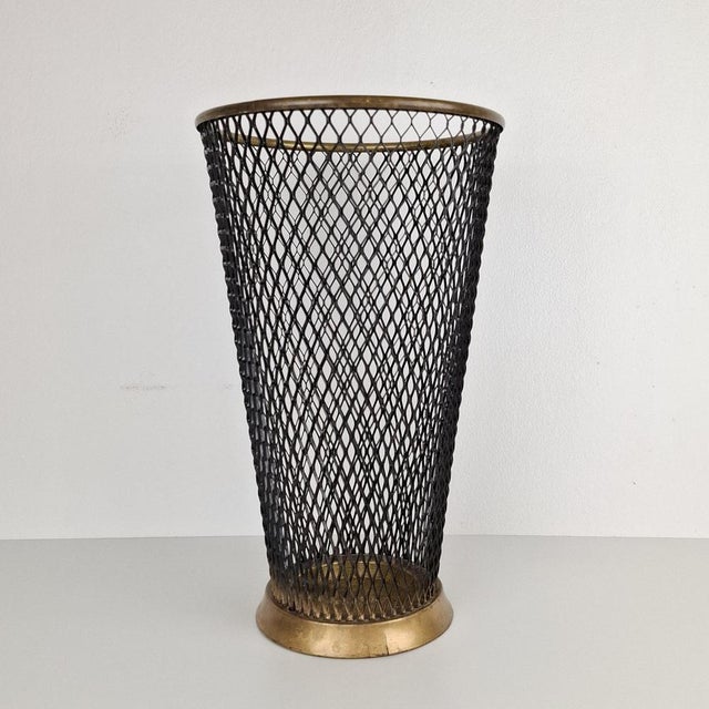 Vintage Round Umbrella Stand in the style of Mathieu Matégot, 1950s For Sale - Image 16 of 16
