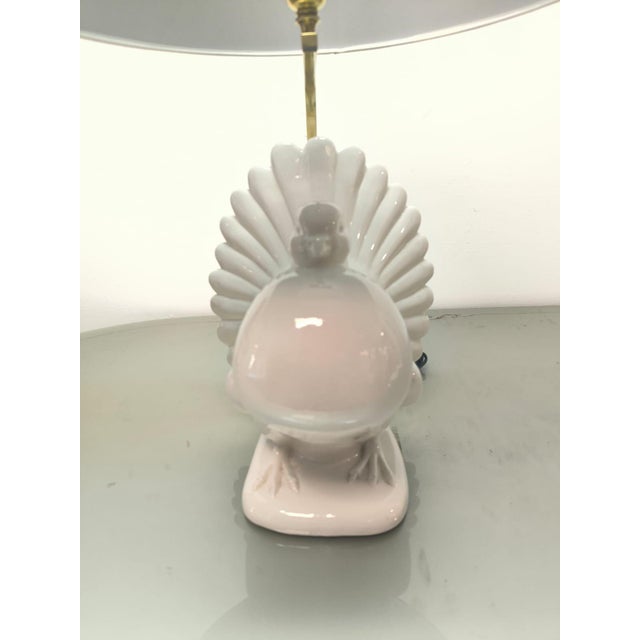 Pigeon-Shaped Porcelain Lamp with Fabric Lampshade, 1970s For Sale - Image 13 of 18