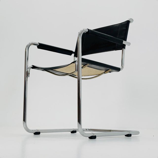 Mid-Century Black Leather S34 Cantilever Armchair by Mart Stam for Thonet, 1980s For Sale - Image 10 of 11