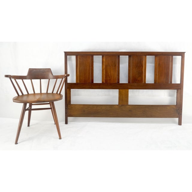 Walnut c1970s Baughman Style Queen Size Headboard Bed Mid Century Modern MINT For Sale - Image 10 of 15