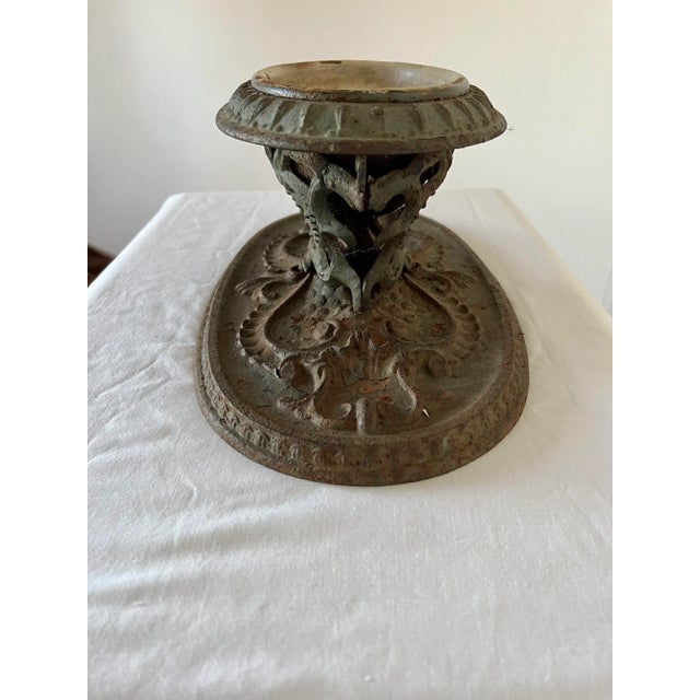 Art Nouveau Antique Ornate Cast Iron Planter Urn For Sale - Image 3 of 13