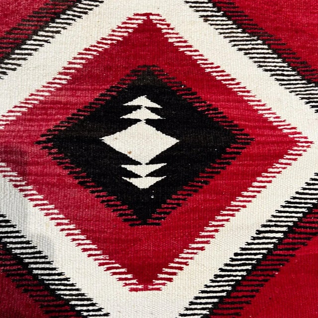 Handwoven Navajo Indian Flat Weave Textile, Geometric Design, 1900s For Sale - Image 9 of 13
