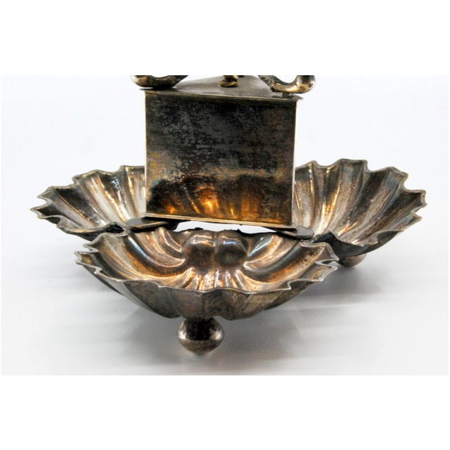 Metal Silver Toothpick Holder with Three Shell-Shaped Holders For Sale - Image 7 of 12