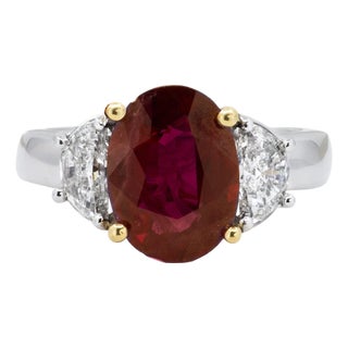 Late 20th Century 3.09 Vivid Red Ruby Ring, Size 5 For Sale