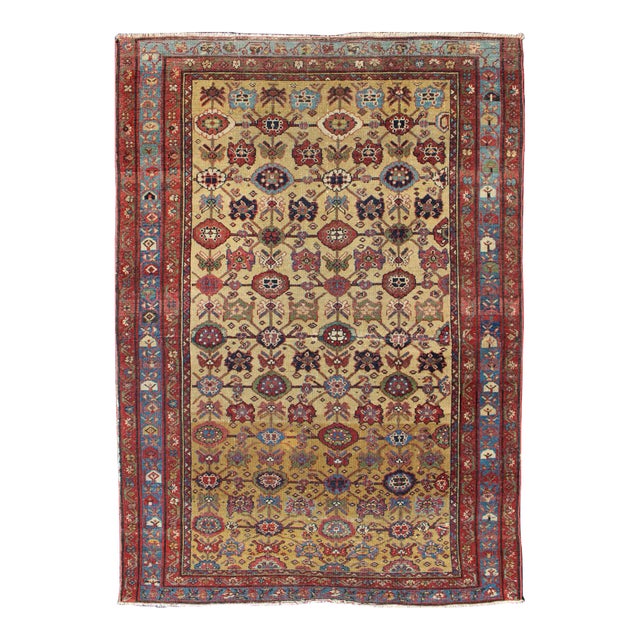 All Over Geometric Antique Persian Malayer Rug in Yellow, Red, Blue, Green For Sale