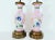 Total French fantaisie! Absolutely stunning and rare pair of 1940s French porcelain lamps featuring large raspberry pink...