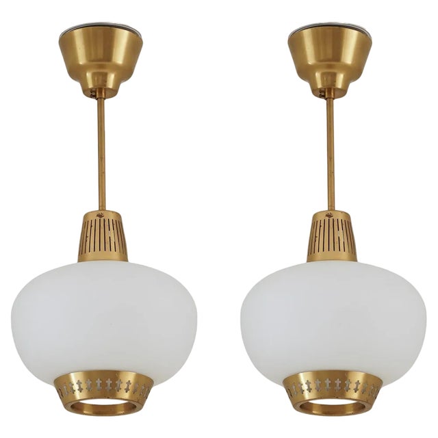 Swedish Pendants in Brass by Hans Bergström for Ateljé Lyktan, 1950s, Set of 2 For Sale