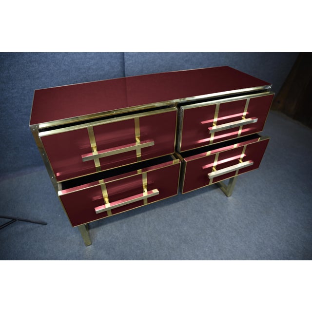 Chest of Drawers with Red Murano Glass and Brass Trim from Justfurnituress For Sale - Image 10 of 11