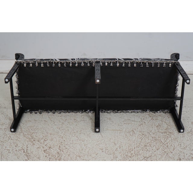 Chippendale Custom Upholstered Black Finish Window Bench For Sale - Image 12 of 12