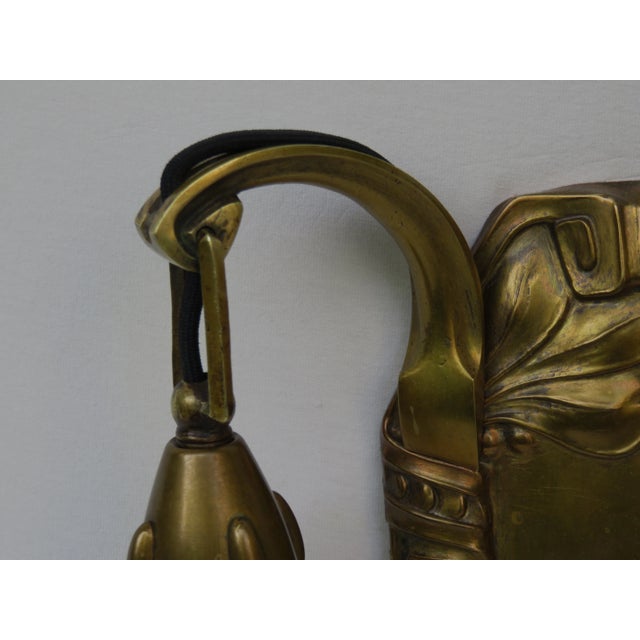 Antique Art Nouveau Brass Wall Lights, Set of 2 For Sale - Image 9 of 18