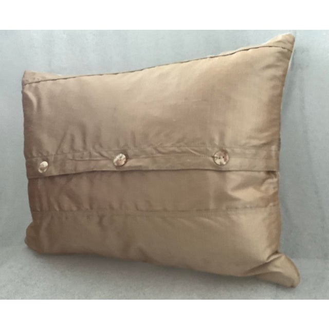 Velvet Foliage Appliquéd Silk Linen Decorative Boudoir Pillow Cover For Sale - Image 10 of 10
