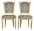 Antique French Louis XVI Style Painted Side Chairs W/ Blue Velvet Damask – A Pair For Sale