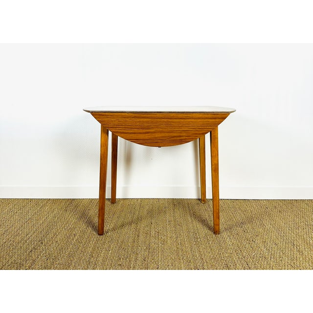 Mid-Century Modern Vintage Round Dining Table with Drop Leaves, 1970s For Sale - Image 3 of 14