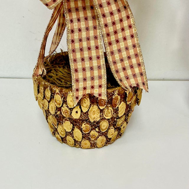 1980s 1980s Vintage Rustic Arts & Crafts Boho Chic Fall Mantel Centerpiece Topiaries - A Pair, Thanksgiving. For Sale - Image 5 of 16