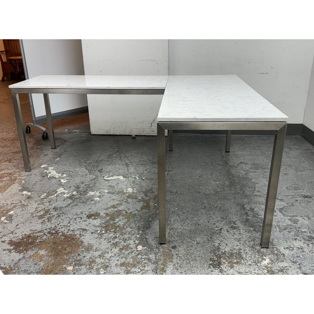 Design Plus Gallery presents the Portica Desk + Return by Room & Board. This contemporary L-shaped desk offers a white...