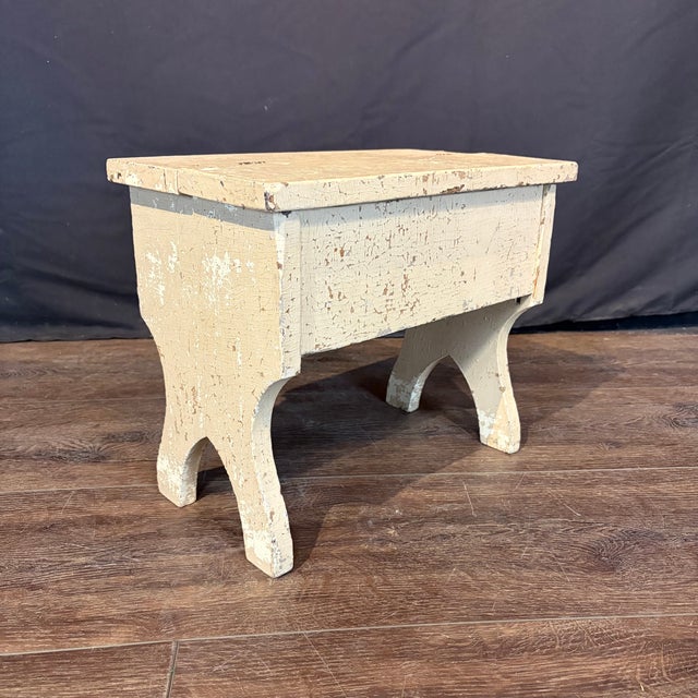 Antique wooden shoe shine box with cast iron foot rest, early shoe valet box or cobbler's stool. Can also serve...