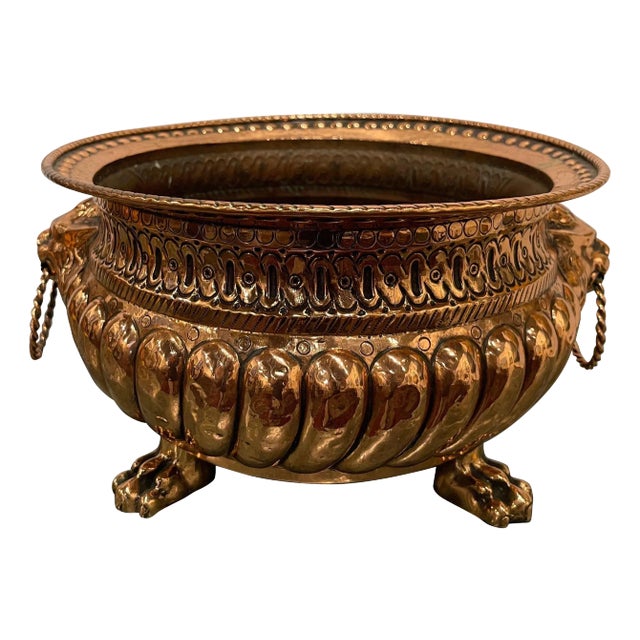 French Copper Jardiniere or Planter with Lion Handles, 19th Century For Sale