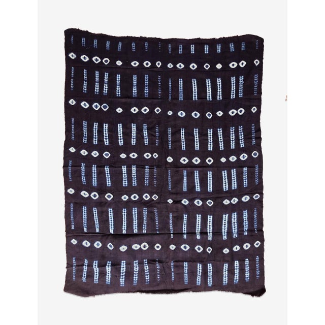 2020s Indigo Mudcloth From Mali - 4.1 X 3.9 Ft For Sale - Image 5 of 6