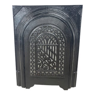 Late 19th Century French Quarter Cast Iron Fireplace Surround & Summer Cover 27" X 21" For Sale