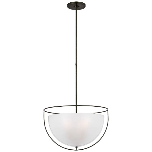 Modern Paloma Contreras for Visual Comfort Signature Collection Odeon Large Pendant in Bronze with Frosted Glass For Sale - Image 3 of 3