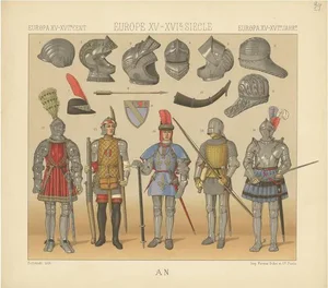Racinet, European 15th-16th Century Armament, 1880, Paper