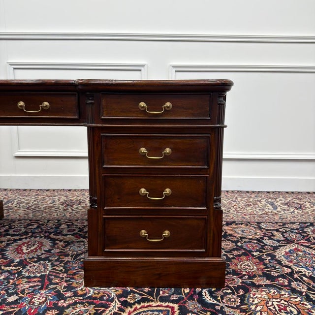 English Desk with Black Leather For Sale - Image 11 of 18
