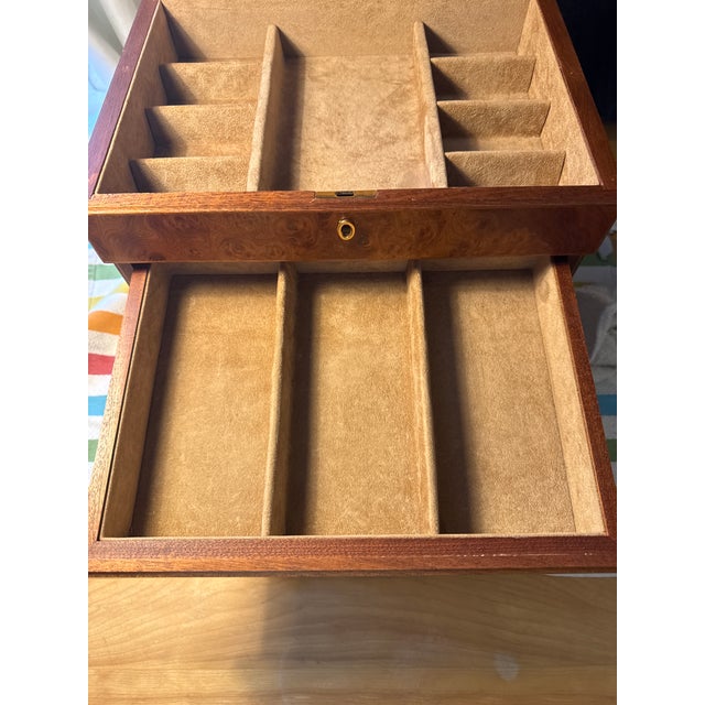 Maker: Agresti Firenze, Italy Italian luxury jewelry chest by Agresti Firenze, crafted in rich briar burl veneer with a...