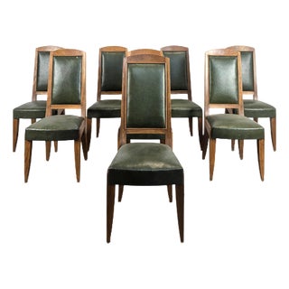 Art Deco Chairs in Walnut from DLG Gustave Poisson, Set of 8 For Sale