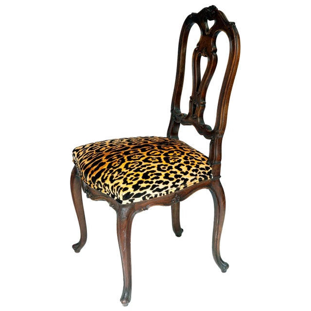 1900 - 1909 Antique Mahogany Chair With Leopard Velvet For Sale - Image 5 of 8