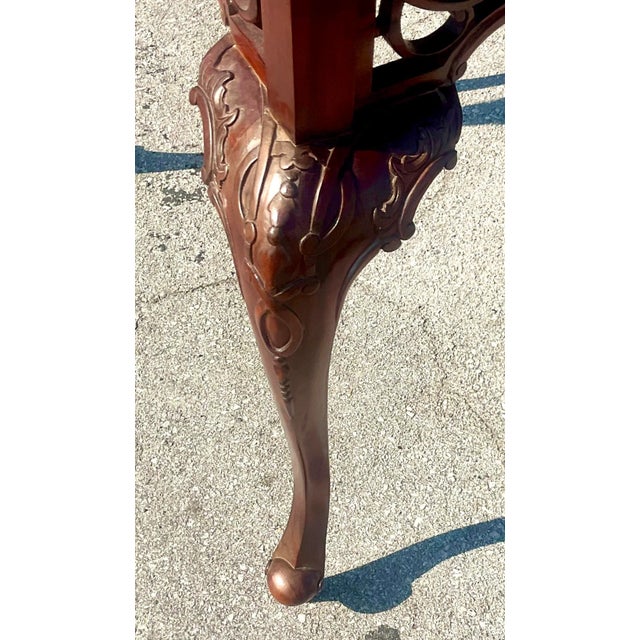 Traditional Vintage Regency Carved Fretwork Tea Table For Sale - Image 3 of 12