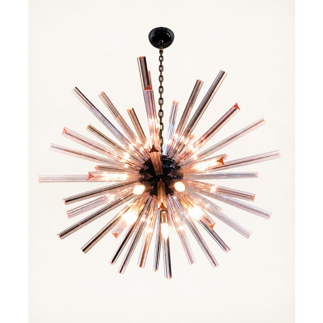 Sputnik Pendant Light with 50 Pink Glass Prisms from Justfurnituress SRL For Sale - Image 4 of 10