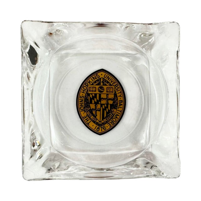 Glass Vintage Johns Hopkins University Glass Ashtray Dish For Sale - Image 7 of 7