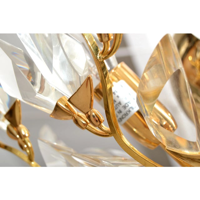Stilkronen Mid-Century Modern 8 Light Gold Plate Brass &Crystal Chandelier Italy For Sale - Image 9 of 13