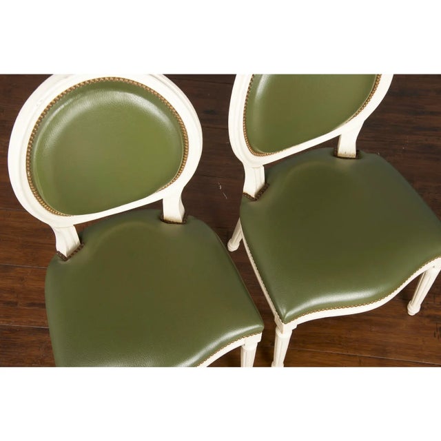 Animal Skin Early 20th Century Set of 4 Louis XVI Dining Chairs With Holly Hunt Leather For Sale - Image 7 of 7