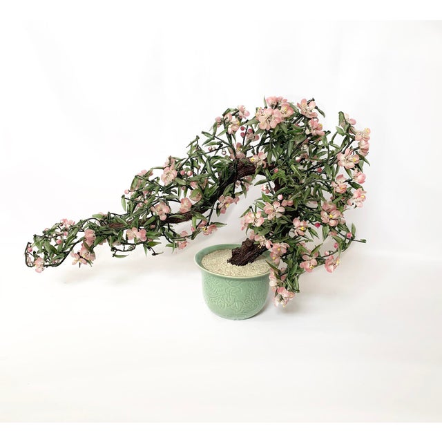 Antique Chinese Jade Glass Sweeping Sakura Cherry Bonsai Tree Chairish
