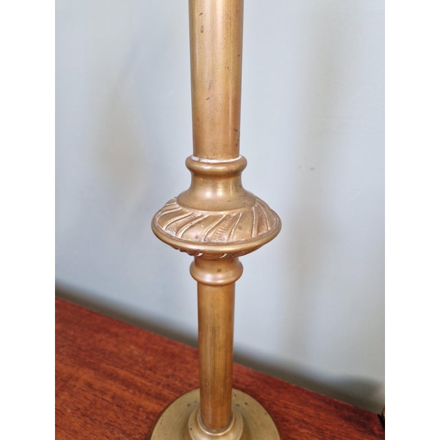 Gold Large Brass, Wood, and Clear Fluted Glass Desk Lamp, 1930s For Sale - Image 8 of 16