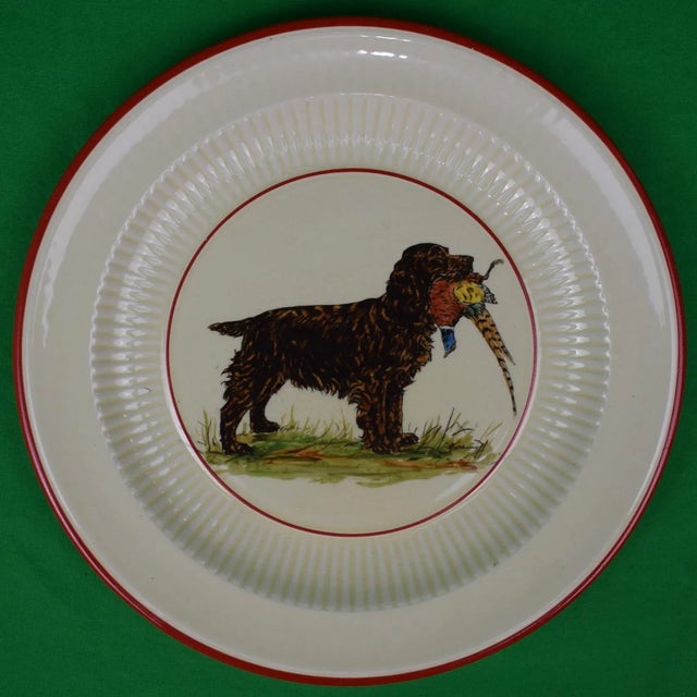 Ceramic Set of 4 Vintage Cyril Gorainoff Hunting Dog With Pheasant Hand-Painted Bedford Ware Plates For Sale - Image 7 of 8