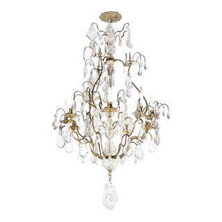 Early 19th Century Louis XV Nine-Arm Rock Crystal and Bronze Sculptural Chandelier For Sale