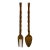 1970s Vintage Boho Chic Coastal Tiki Island Style Hand-Carved Wooden Fork & Spoon Sculptural Wall Objects - A Pair For Sale
