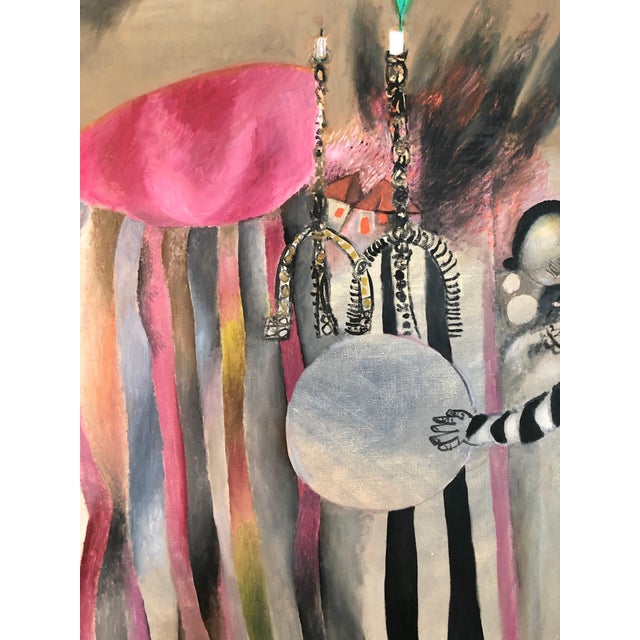 Modern Naftali Bezem, Israeli Surrealist Judaica Abstract Oil Painting Naftali Bezem Bezalel School For Sale - Image 3 of 6