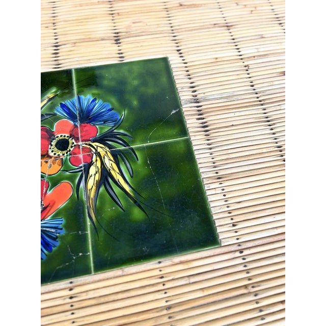 Green Bamboo and Rattan Dining Table by Audoux Minet, 1950s For Sale - Image 8 of 14