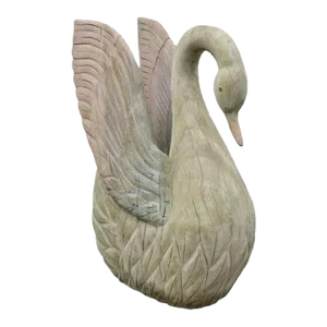 Mid 20th Century Carved Wood Regency Swan Statue Figure