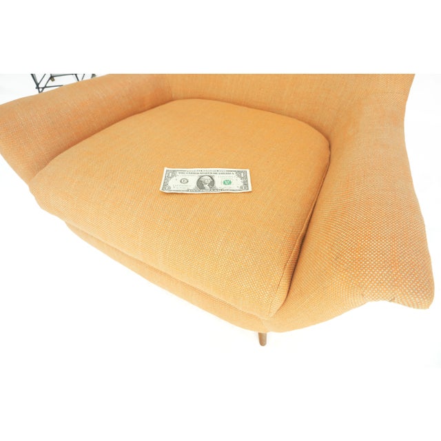 Lawrence Peabody Tapered Dowel Leg Lounge Chair Matching Ottoman New Upholstery For Sale - Image 10 of 18