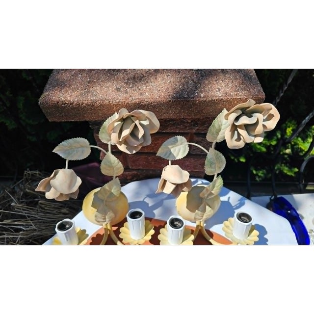 Italian Double Wall Lamp with Flowers, 1970s For Sale - Image 4 of 8