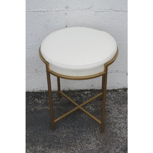 Modern Vintage Metal Round Vanity Stool For Sale - Image 10 of 10