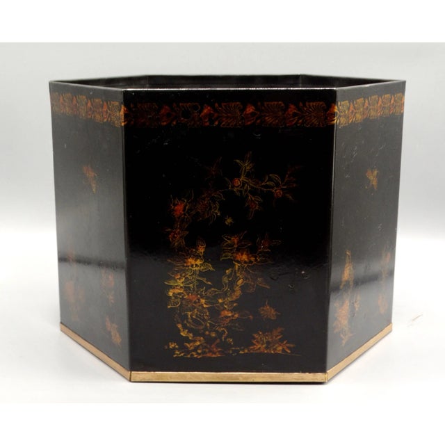 Wood Large Italian Regency Style Toleware Jardinieres With Preserved Boxwood, a Pair For Sale - Image 7 of 13