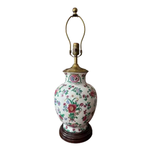 Chinese Export Chintz Style Porcelain Table Lamp With New Shade