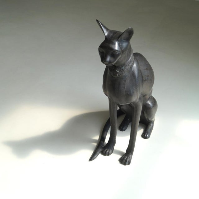 Large Vintage Egyptian Revival Cat Sculpture, 1970s For Sale - Image 9 of 18