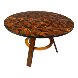 French Art Deco Marquetry Center Table, 1930s For Sale