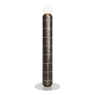 Handcrafted Ceramic and Glass Floor Lamp in Gasoline Glaze by Svitanok For Sale